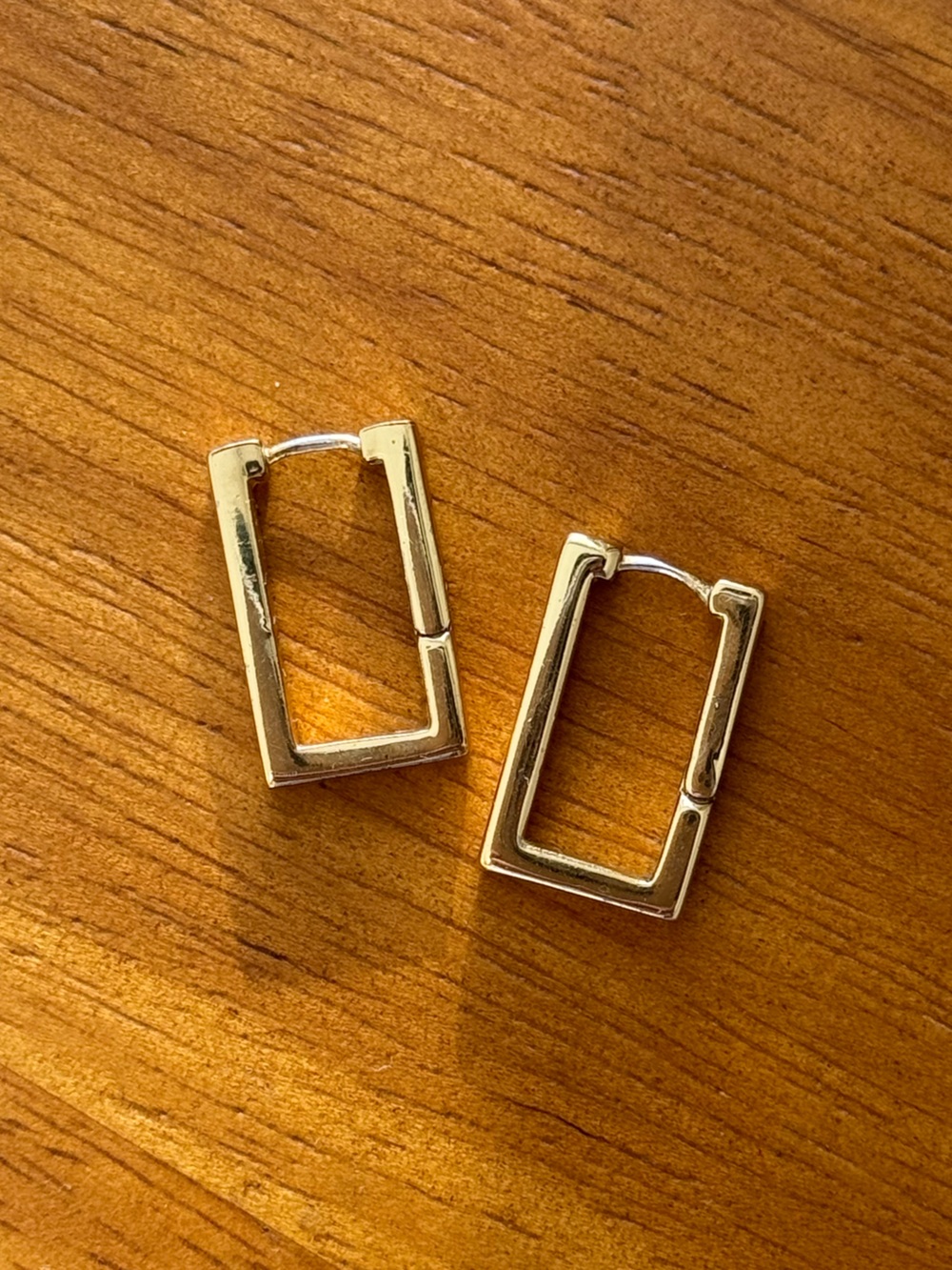 Gold Rectangular Hoop Earrings - Women Accessories